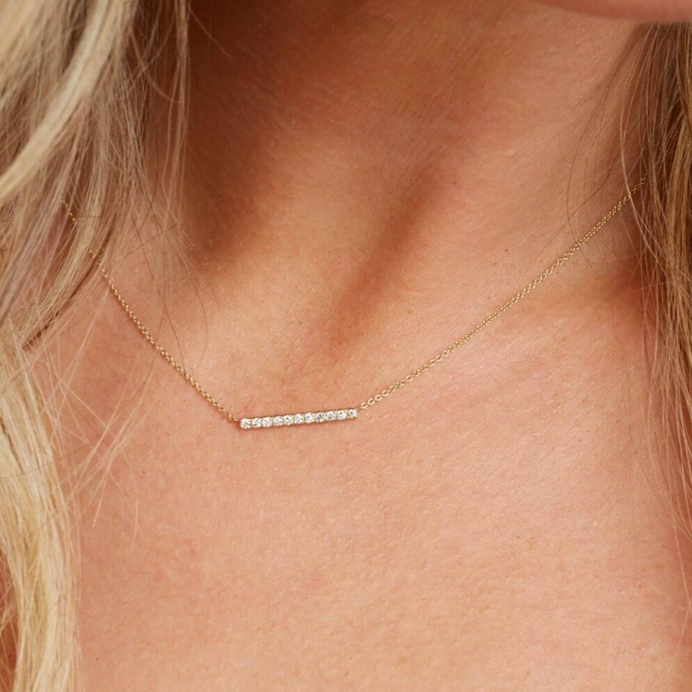 Diamond Pave Bar Necklace - Picture 2 of 2